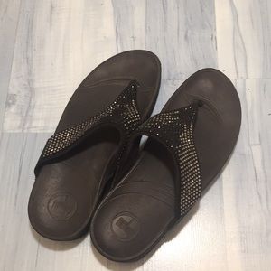Fitflop Flare Thong Sandals Size 9 Black Excellent